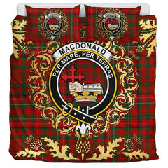 MacDonald of Staffa 01 Tartan Crest Bedding Set - Golden Thistle Style