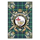 MacDonald of the Isles Hunting Ancient Tartan Crest Black Garden Flag - Gold Thistle Style