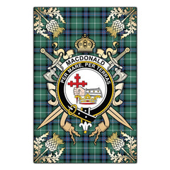 MacDonald of the Isles Hunting Ancient Tartan Crest Black Garden Flag - Gold Thistle Style