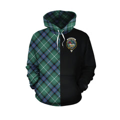 MacDonald of the Isles Hunting Ancient Tartan Hoodie Half of Me - Cross Style