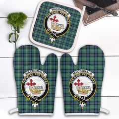 MacDonald Of The Isles Hunting Ancient Tartan Crest Oven Mitt And Pot Holder (2 Oven Mitts + 1 Pot Holder)