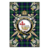 MacDonald of the Isles Hunting Modern Tartan Crest Black Garden Flag - Gold Thistle Style