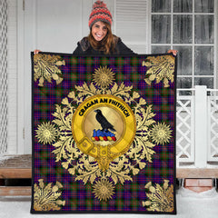 MacDonnell of Glengarry Modern Tartan Crest Premium Quilt - Gold Thistle Style