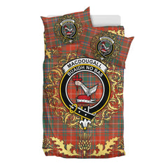 MacDougall Ancient Tartan Crest Bedding Set - Golden Thistle Style