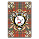 MacDougall Ancient Tartan Crest Black Garden Flag - Gold Thistle Style