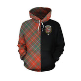 MacDougall Ancient Tartan Hoodie Half of Me - Cross Style