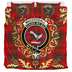 MacDougall Modern Tartan Crest Bedding Set - Golden Thistle Style