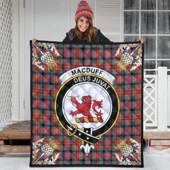 MacDuff Ancient Tartan Crest Premium Quilt - Gold Thistle Style