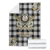 MacFarlane Black & White Tartan Gold Courage Symbol Blanket