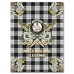 MacFarlane Black & White Ancient Tartan Gold Courage Symbol Blanket