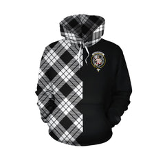 MacFarlane Black _ White Tartan Hoodie Half of Me - Cross Style