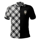MacFarlane Black _ White Ancient Tartan Polo Shirt Half of Me - Cross Style