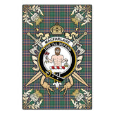 MacFarlane Hunting Ancient Tartan Crest Black Garden Flag - Gold Thistle Style