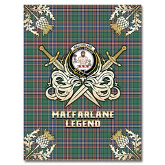 MacFarlane Hunting Ancient Tartan Gold Courage Symbol Blanket