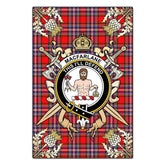 MacFarlane Modern Tartan Crest Black Garden Flag - Gold Thistle Style