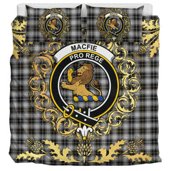 MacFie of Colonsay Dress Tartan Crest Bedding Set - Golden Thistle Style