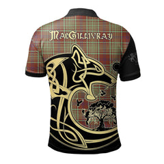 MacGillivray Hunting Ancient Tartan Polo Shirt Viking Wolf