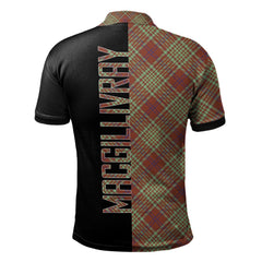 MacGillivray Hunting Ancient Tartan Polo Shirt Half of Me - Cross Style