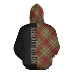 MacGillivray Hunting Ancient Tartan Hoodie Half of Me - Cross Style