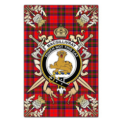 MacGillivray Modern Tartan Crest Black Garden Flag - Gold Thistle Style