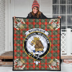 MacGregor Ancient Tartan Crest Premium Quilt - Gold Thistle Style