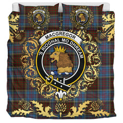 MacGregor Hastie Tartan Crest Bedding Set - Golden Thistle Style