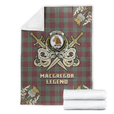 MacGregor Hunting Ancient Tartan Gold Courage Symbol Blanket