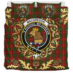 MacGregor of Balquidder Tartan Crest Bedding Set - Golden Thistle Style