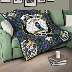 MacInnes Modern Tartan Crest Premium Quilt - Gold Thistle Style