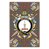 MacIntyre Ancient Tartan Crest Black Garden Flag - Gold Thistle Style