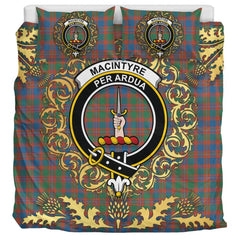 MacIntyre Ancient Tartan Crest Bedding Set - Golden Thistle Style