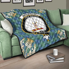 MacIntyre Hunting Ancient Tartan Crest Premium Quilt - Gold Thistle Style