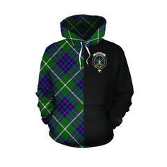 MacIntyre Hunting Modern Tartan Hoodie Half of Me - Cross Style