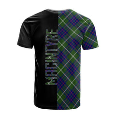MacIntyre Hunting Modern Tartan T-Shirt Half of Me - Cross Style