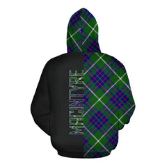 MacIntyre Hunting Modern Tartan Hoodie Half of Me - Cross Style