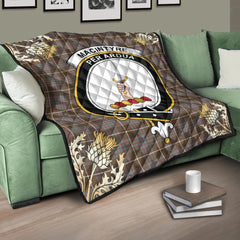 MacIntyre Hunting Weathered Tartan Crest Premium Quilt - Gold Thistle Style