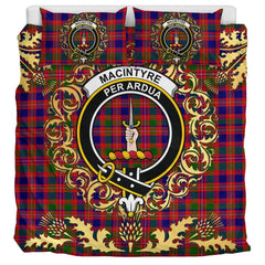 MacIntyre Modern Tartan Crest Bedding Set - Golden Thistle Style