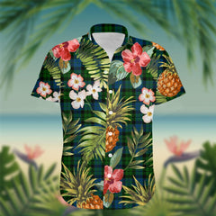 MacKay Tartan Hawaiian Shirt Hibiscus, Coconut, Parrot, Pineapple - Tropical Garden Shirt