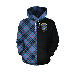 MacKay Blue Tartan Hoodie Half of Me - Cross Style
