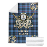 MacKay Blue Tartan Gold Courage Symbol Blanket