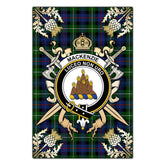 MacKenzie Modern Tartan Crest Black Garden Flag - Gold Thistle Style