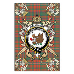 MacKinnon Ancient Tartan Crest Black Garden Flag - Gold Thistle Style