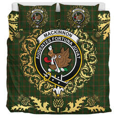 MacKinnon Hunting Tartan Crest Bedding Set - Golden Thistle Style