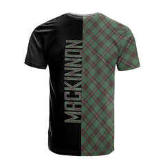 MacKinnon Hunting Ancient Tartan T-Shirt Half of Me - Cross Style