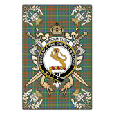 MacKintosh Hunting Ancient Tartan Crest Black Garden Flag - Gold Thistle Style