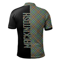 MacKintosh Hunting Ancient Tartan Polo Shirt Half of Me - Cross Style
