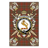 MacKintosh Hunting Weathered Tartan Crest Black Garden Flag - Gold Thistle Style