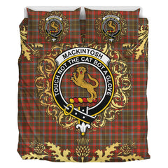 MacKintosh Hunting Weathered Tartan Crest Bedding Set - Golden Thistle Style