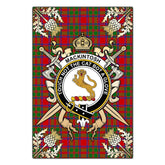 MacKintosh Modern Tartan Crest Black Garden Flag - Gold Thistle Style