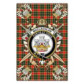MacLachlan Hunting Modern Tartan Crest Black Garden Flag - Gold Thistle Style